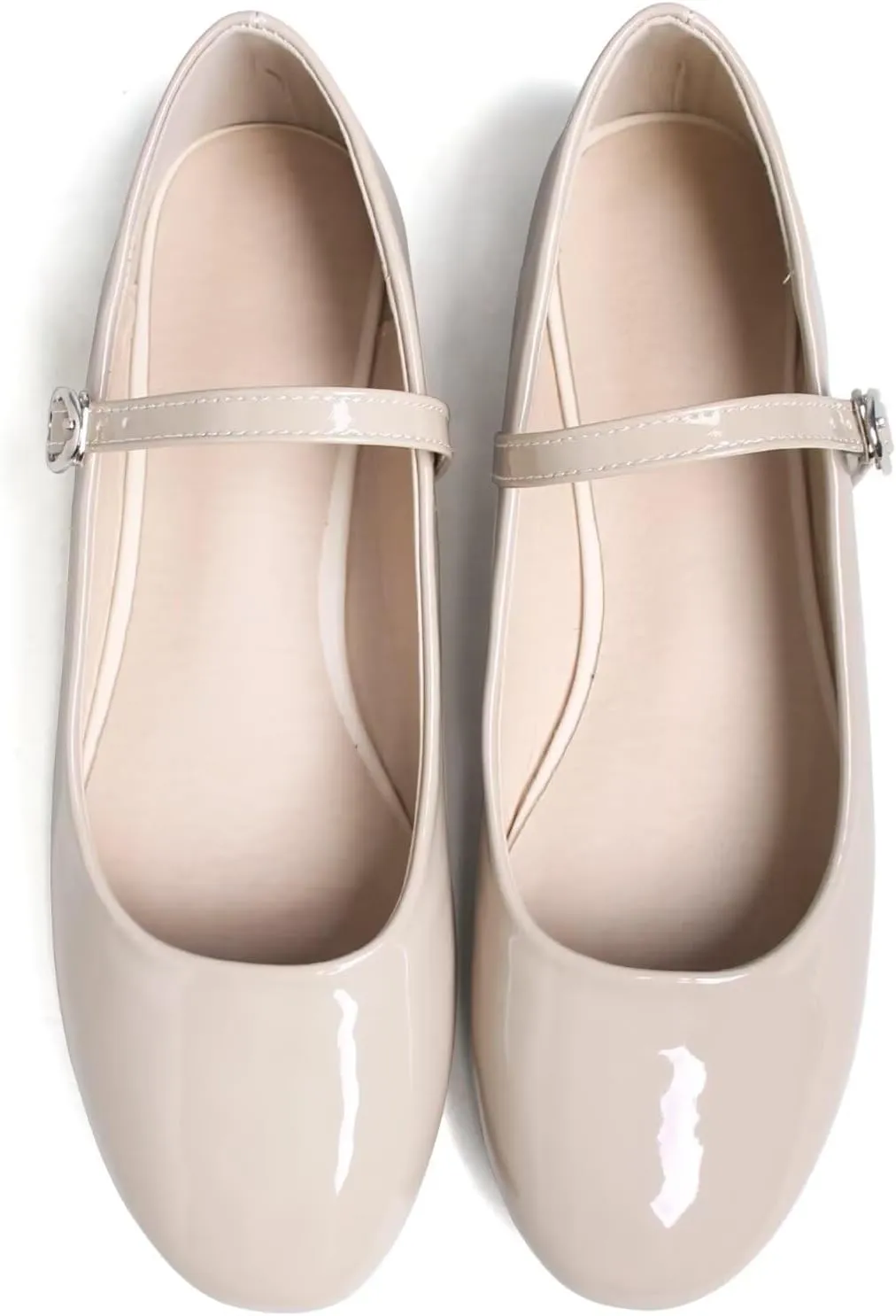 JiangWei Shu Round Toe Flats Dress Mary Jane Shoes Ankle Strap Ballet Flats Comfortable Casual Flats