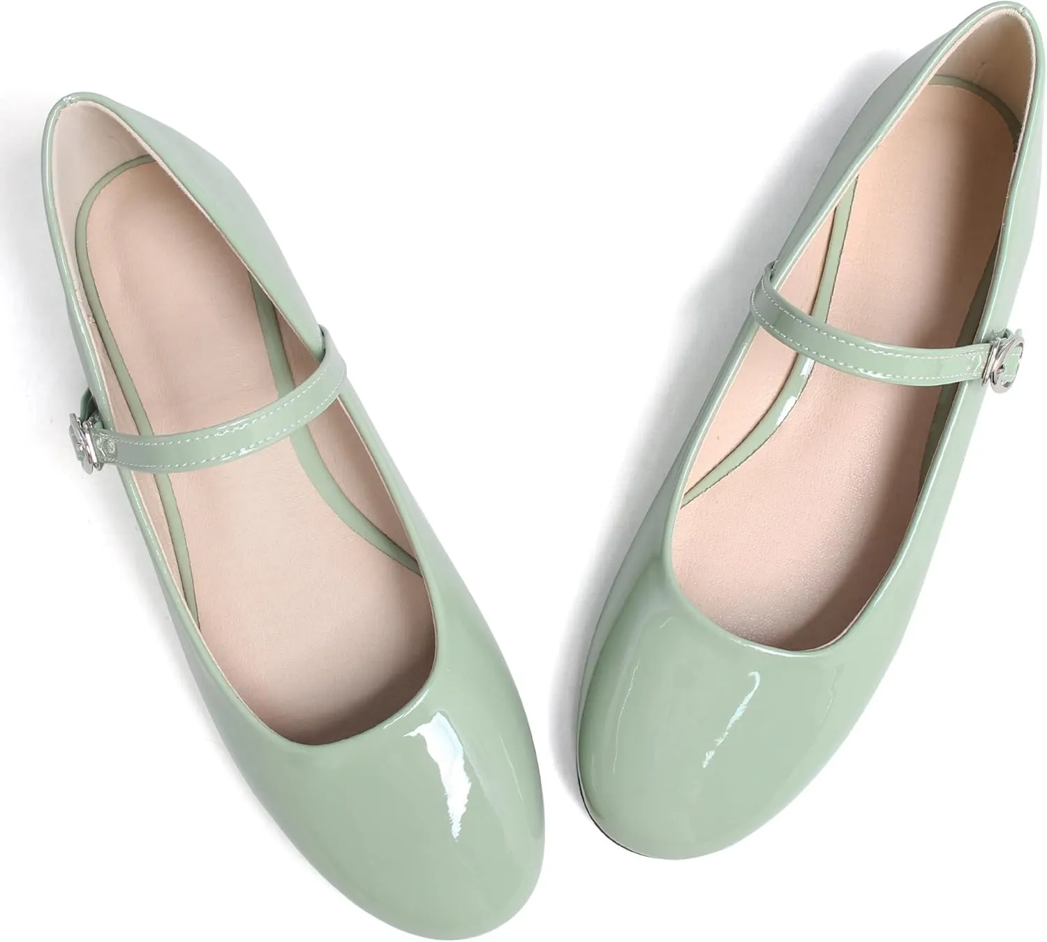 JiangWei Shu Round Toe Flats Dress Mary Jane Shoes Ankle Strap Ballet Flats Comfortable Casual Flats