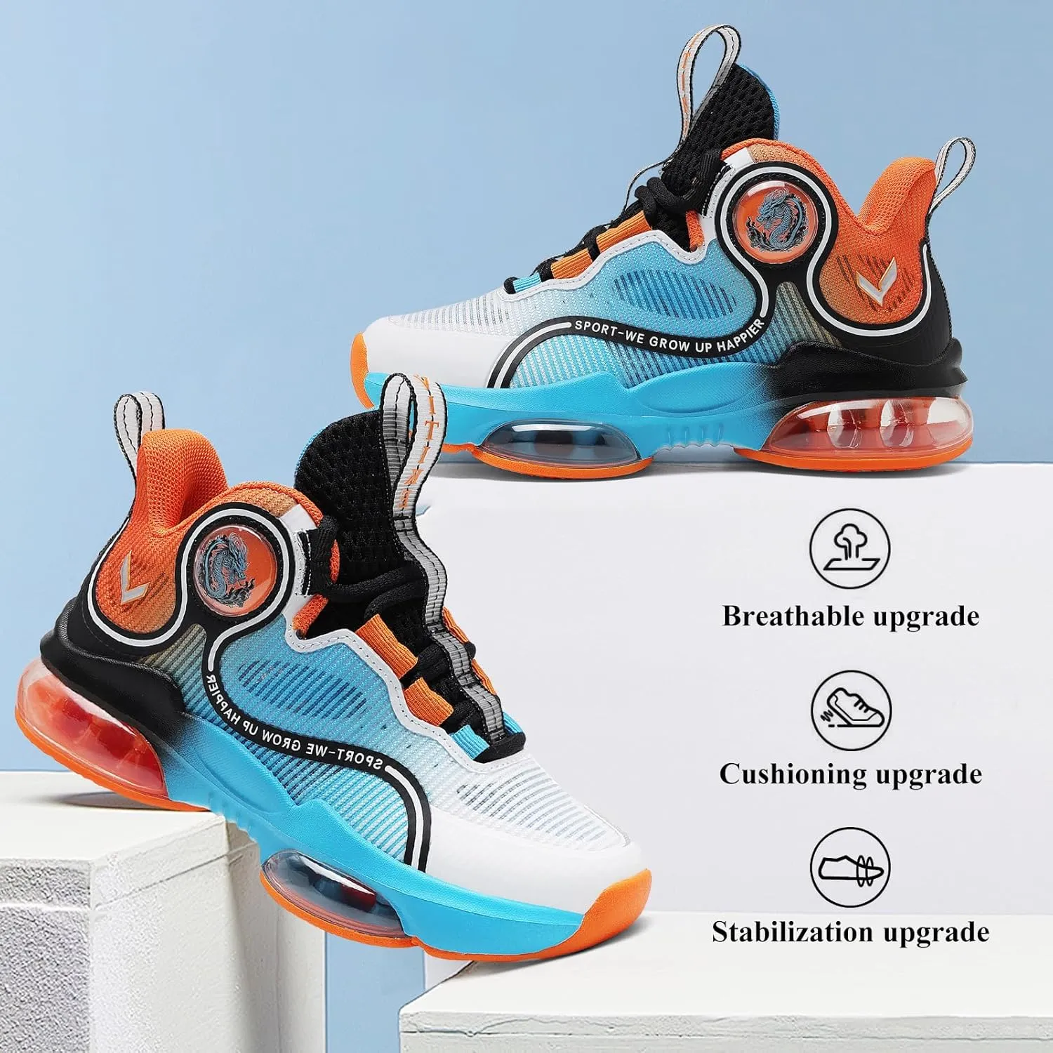 JMFCHI Kids Basketball Shoes High-top Sports Shoes Sneakers Durable Lace-up Non-Slip Running Shoes Secure for Little Kids Big Kids and Boys Girls