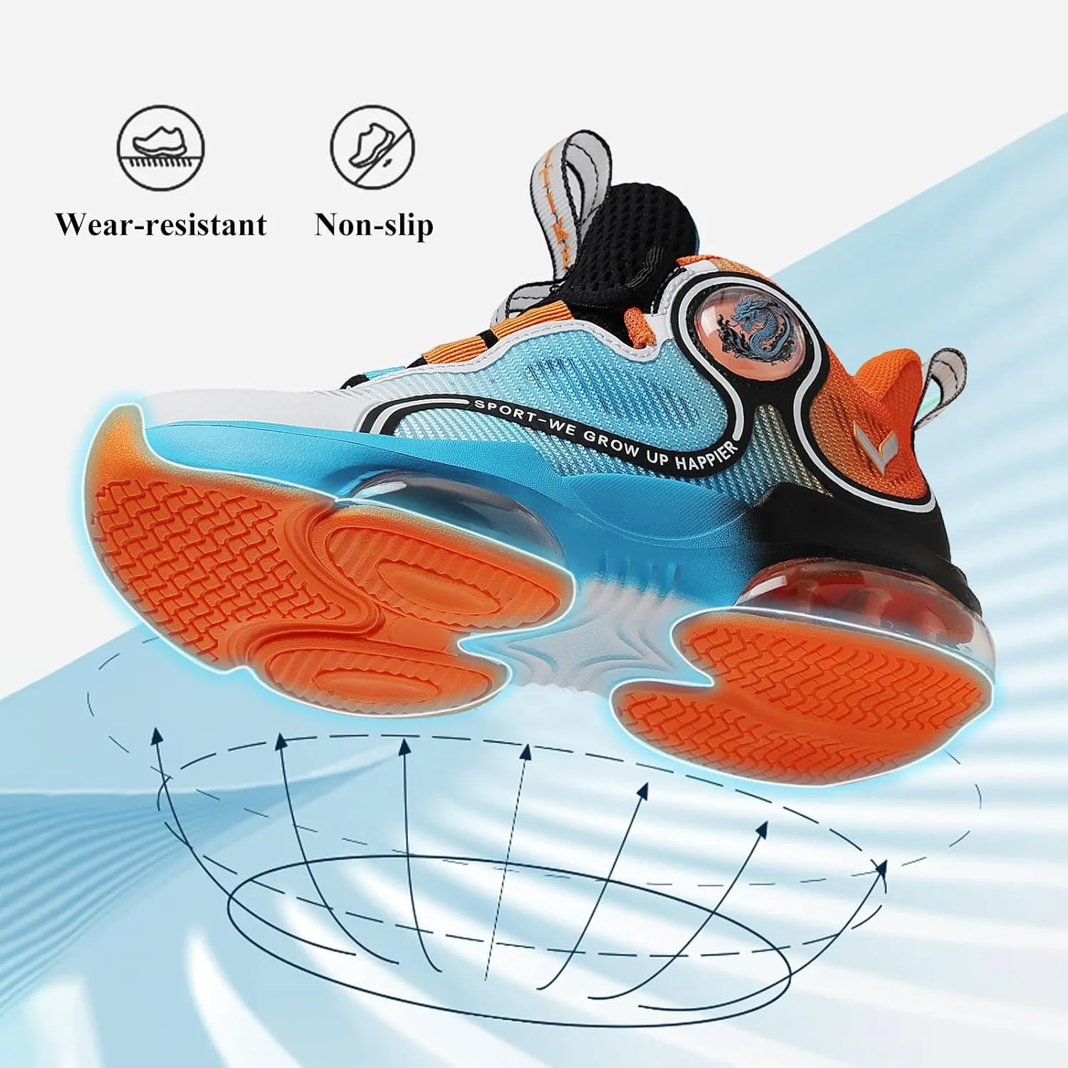 JMFCHI Kids Basketball Shoes High-top Sports Shoes Sneakers Durable Lace-up Non-Slip Running Shoes Secure for Little Kids Big Kids and Boys Girls