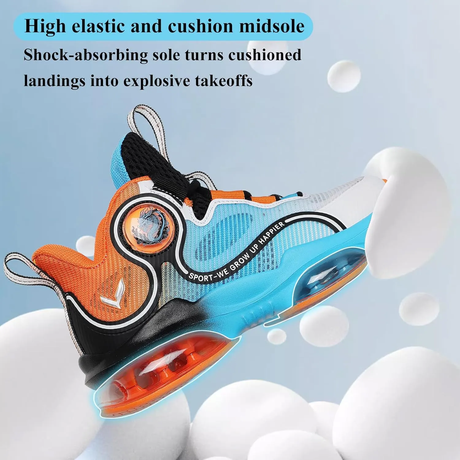 JMFCHI Kids Basketball Shoes High-top Sports Shoes Sneakers Durable Lace-up Non-Slip Running Shoes Secure for Little Kids Big Kids and Boys Girls
