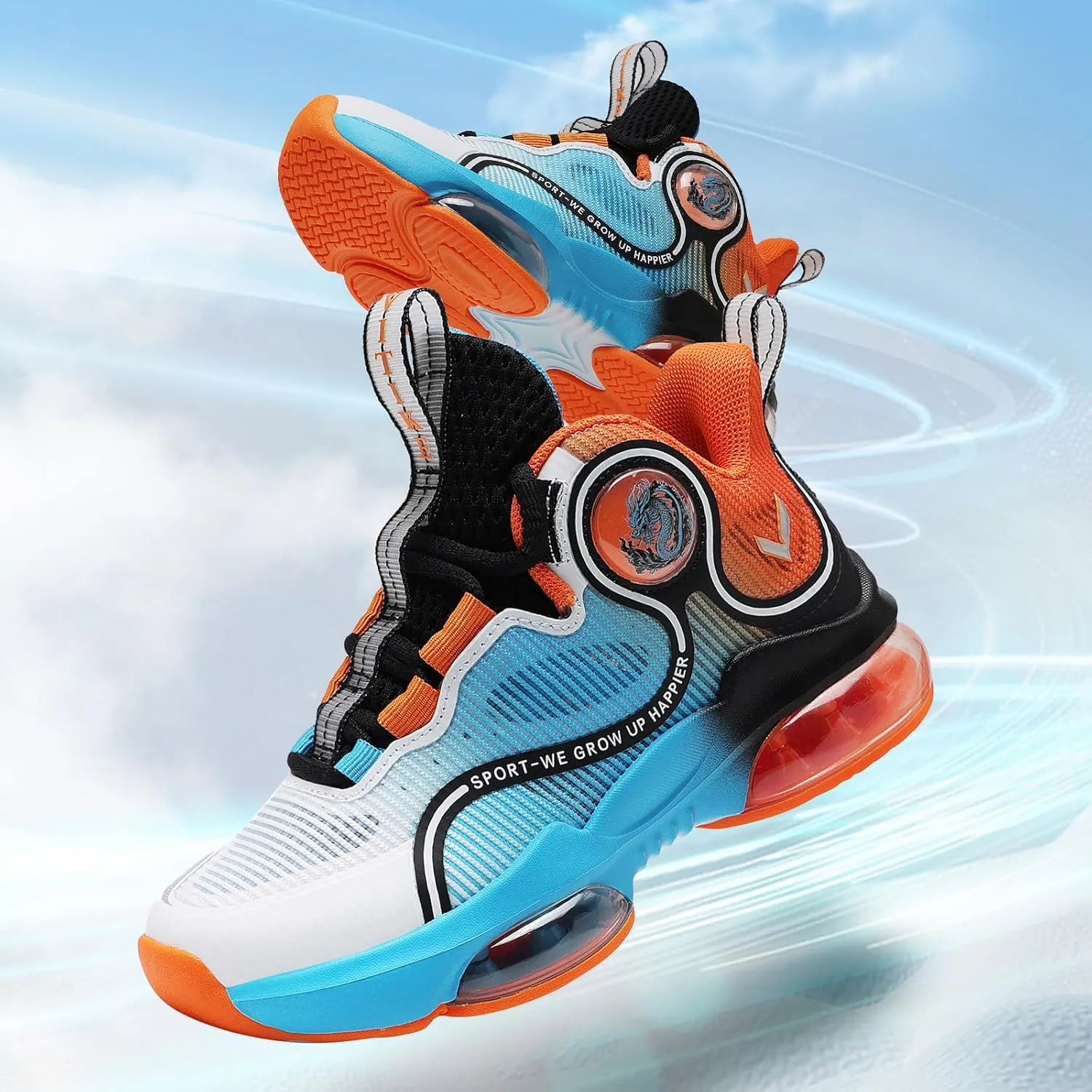 JMFCHI Kids Basketball Shoes High-top Sports Shoes Sneakers Durable Lace-up Non-Slip Running Shoes Secure for Little Kids Big Kids and Boys Girls