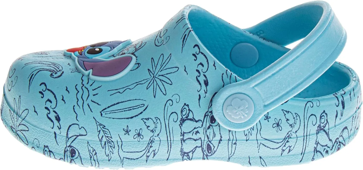 Josmo Kids Lilo & Stitch Clog Sandal Waterproof Slip-On Slides for Girls - Stitch and Angel Closed Toe Clogs with Backstrap (Size Toddler - Little Kid)