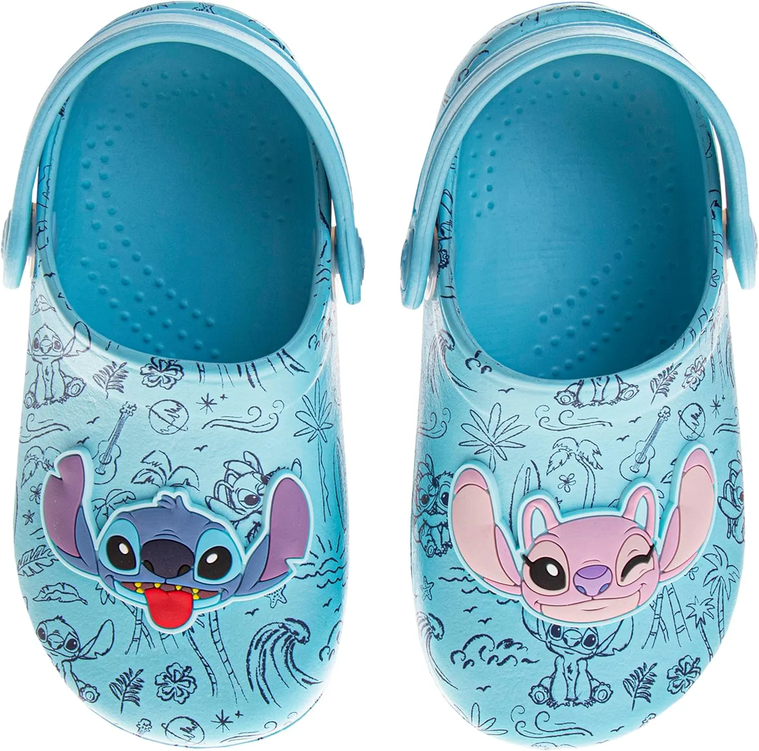 Josmo Kids Lilo & Stitch Clog Sandal Waterproof Slip-On Slides for Girls - Stitch and Angel Closed Toe Clogs with Backstrap (Size Toddler - Little Kid)
