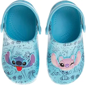 Josmo Kids Lilo & Stitch Clog Sandal Waterproof Slip-On Slides for Girls - Stitch and Angel Closed Toe Clogs with Backstrap (Size Toddler - Little Kid)