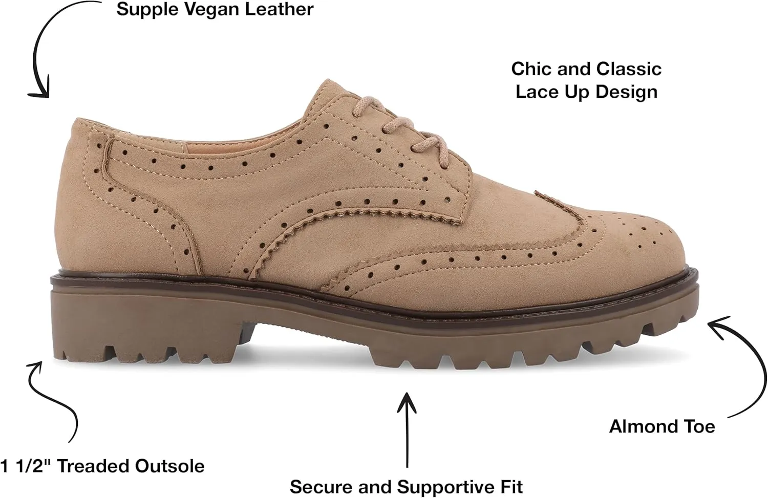 Journee Collection Women's Claudiya-gry-080 Oxford Flat