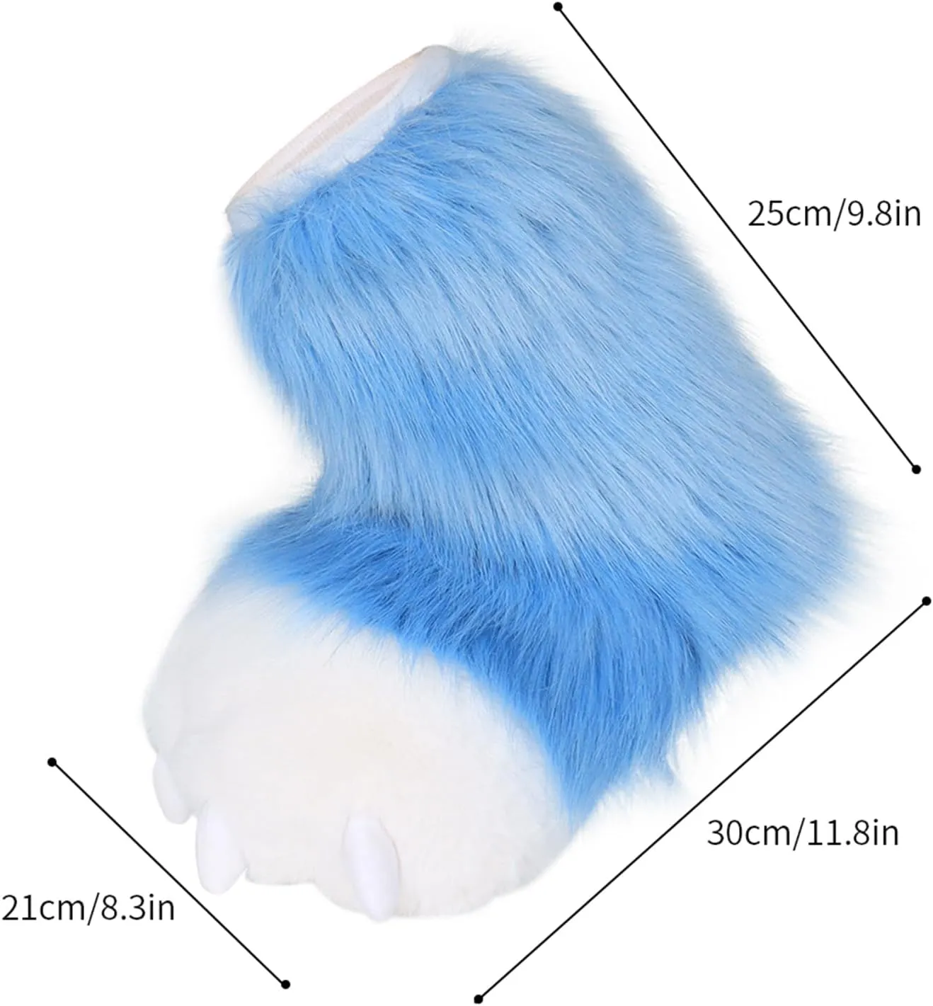 JUNBOON Fuzzy Bear Feet Paw Slippers Cat Wolf Fox Animal Claw Shoes Furry Boots Costume Accessories for Adult Halloween Cosplay Indoor