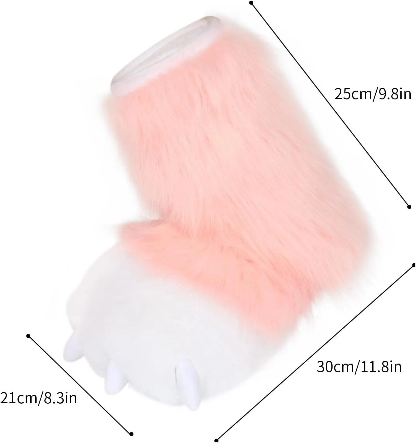 JUNBOON Fuzzy Bear Feet Paw Slippers Cat Wolf Fox Animal Claw Shoes Furry Boots Costume Accessories for Adult Halloween Cosplay Indoor