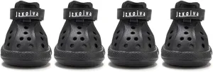 JZXOIVA Dog Shoes for Hot Pavement, Dog Crocs for Large Dogs, Breathable Dog Boots & Paw Protectors, Adjustable Non-Slip Dog Rain Booties, Waterproof Pets Sandals for Beach Black Size 9