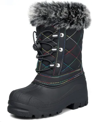 K KomForme Boys & Girls Snow Boots Insulated Fur Lined Warm Anti-Slip Waterproof Winter Boot (Toddler/Little Kid/Big Kid)