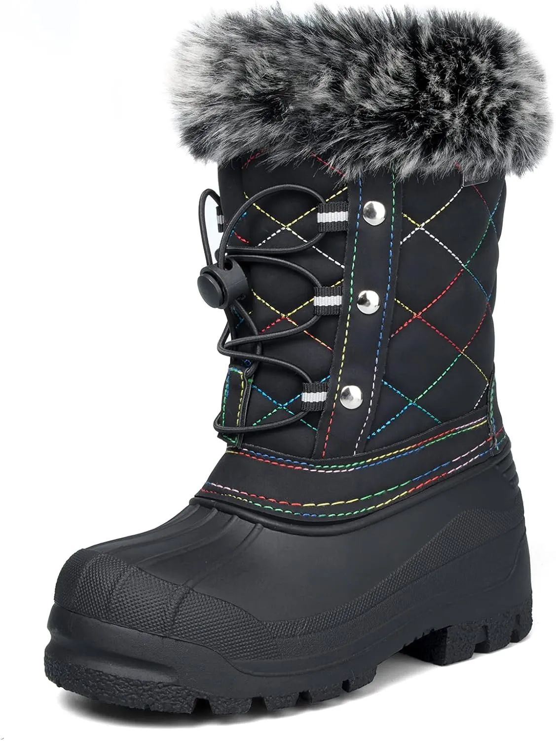 K KomForme Boys & Girls Snow Boots Insulated Fur Lined Warm Anti-Slip Waterproof Winter Boot (Toddler/Little Kid/Big Kid)