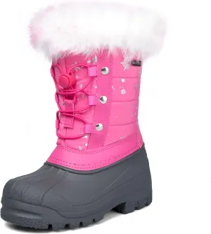 K KomForme Boys & Girls Snow Boots Insulated Fur Lined Warm Anti-Slip Waterproof Winter Boot (Toddler/Little Kid/Big Kid)