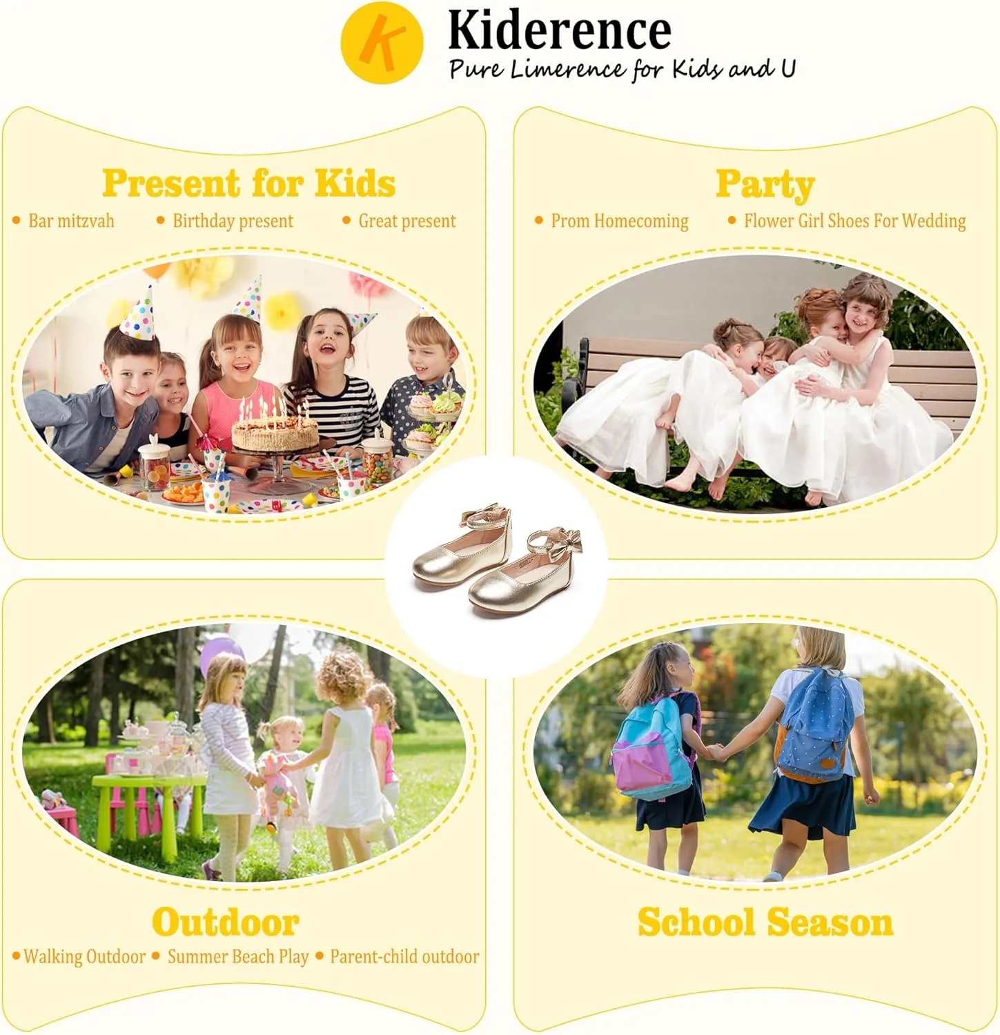 Kiderence Little Toddler Girls Dress Shoes Ballerina Ballet Flats Kids Mary Janes
