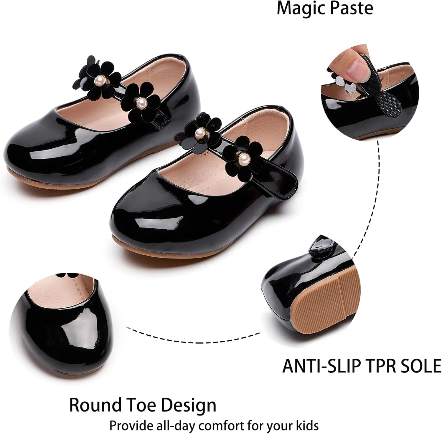 Kiderence Toddler Girls Dress Shoes Little Kids Mary Janes Ballet Flats Toddler