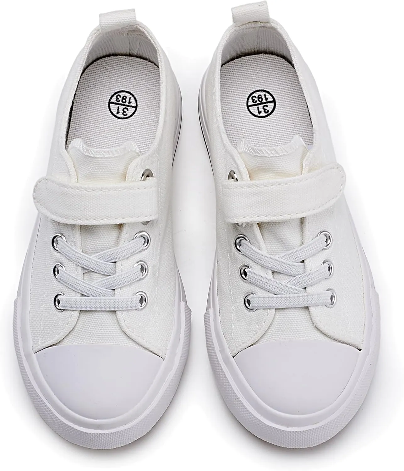 Kids Canvas Sneakers for Boys Girls Lace-up Canvas Shoes Low Top Toddler Walking Shoes Casual Lightweight Adjustable Strap Big Kid Running Sneakers