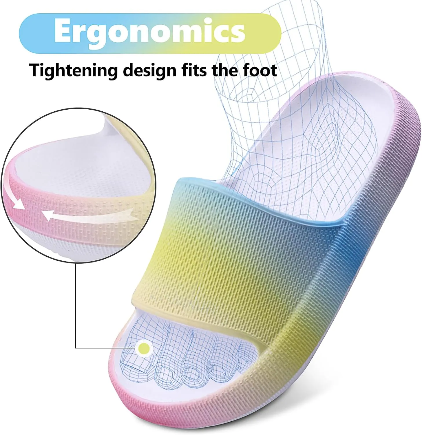 Kids Cloud Slides丨Pillow Sandals for Boys Girls丨Quick Drying Bathroom Shower Sandals丨Summer Beach Pool Slippers| Thick Sole Non-Slip