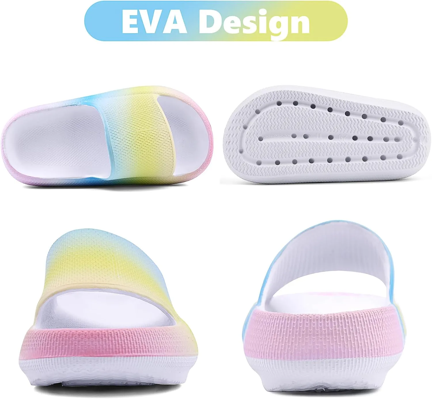 Kids Cloud Slides丨Pillow Sandals for Boys Girls丨Quick Drying Bathroom Shower Sandals丨Summer Beach Pool Slippers| Thick Sole Non-Slip