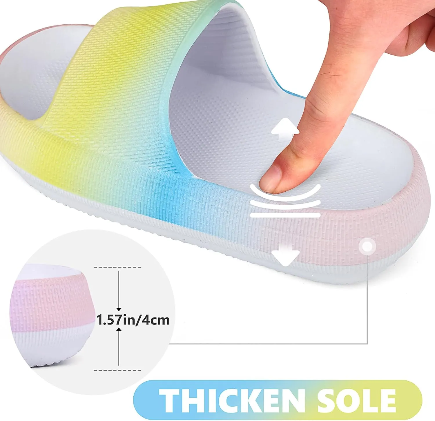 Kids Cloud Slides丨Pillow Sandals for Boys Girls丨Quick Drying Bathroom Shower Sandals丨Summer Beach Pool Slippers| Thick Sole Non-Slip