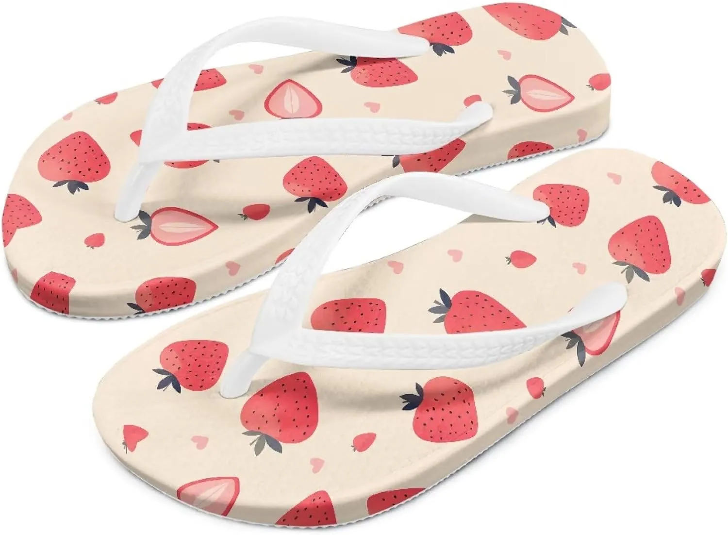 Kid's Flip Flops Non-Slip Quick Drying Girls Slippers Slide Sandals for Beach Swim White Straps