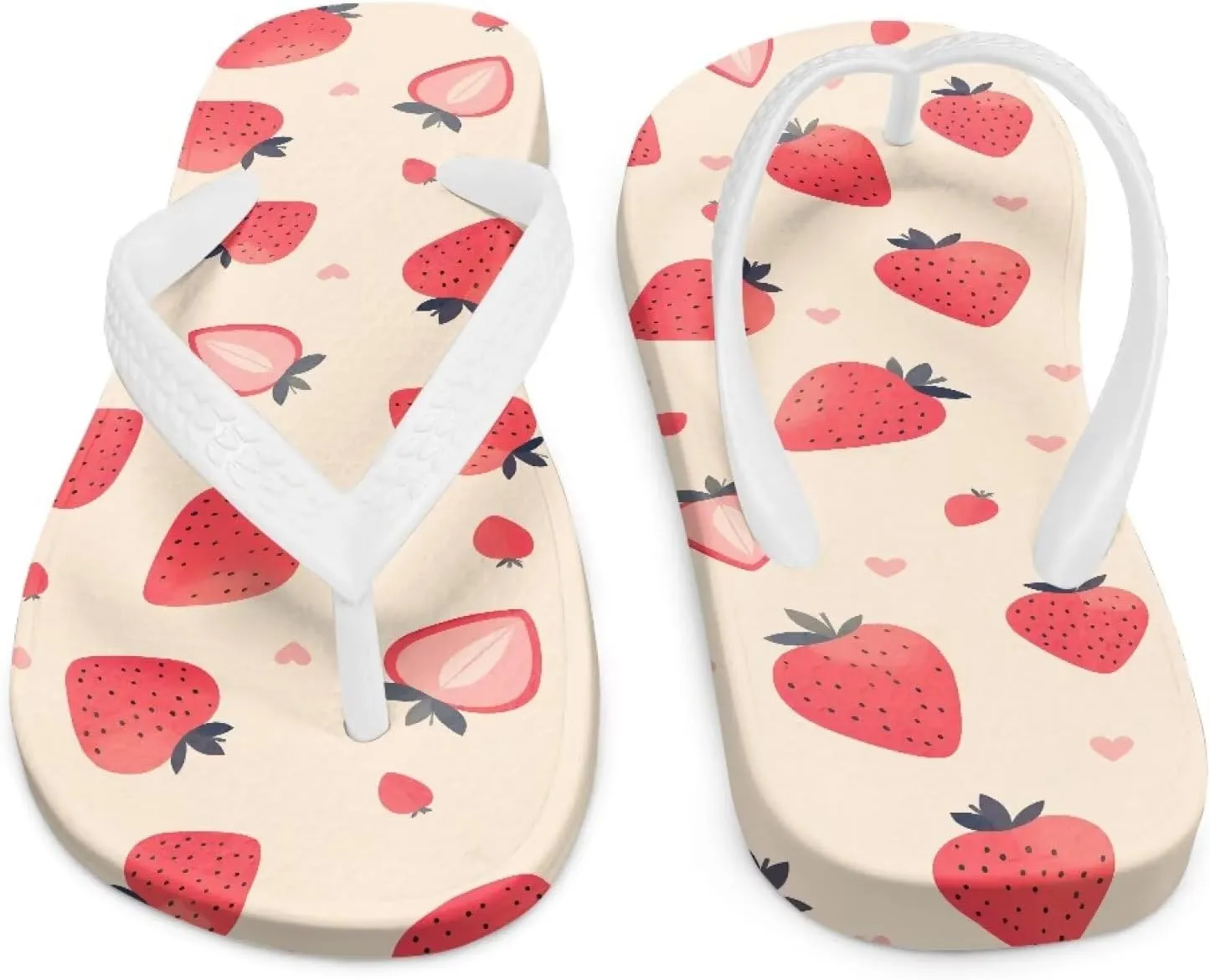 Kid's Flip Flops Non-Slip Quick Drying Girls Slippers Slide Sandals for Beach Swim White Straps