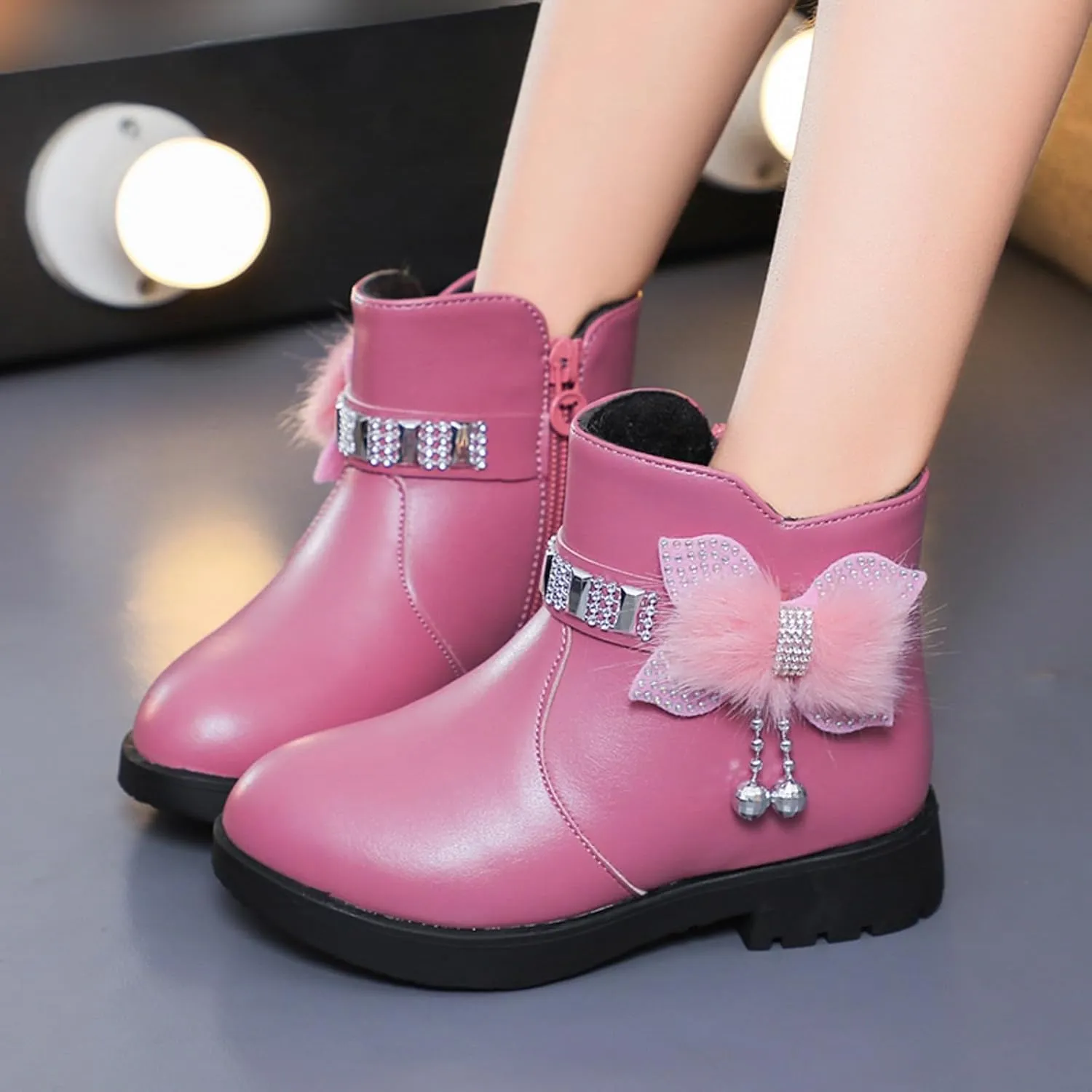 Kids Little Big Girls Boots Lace-Up/Zipper Outdoor Ankle Shoes Ankle Boots Toddler Winter boots Size 2 3 4 5 6 7 8