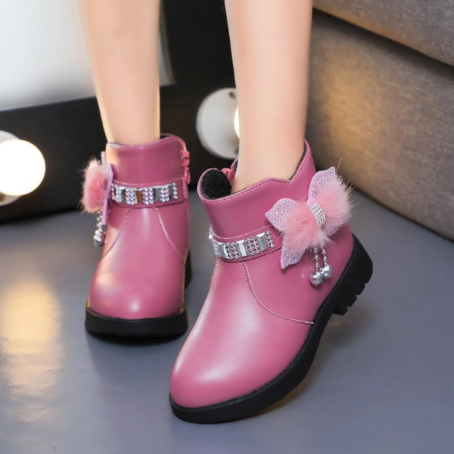 Kids Little Big Girls Boots Lace-Up/Zipper Outdoor Ankle Shoes Ankle Boots Toddler Winter boots Size 2 3 4 5 6 7 8