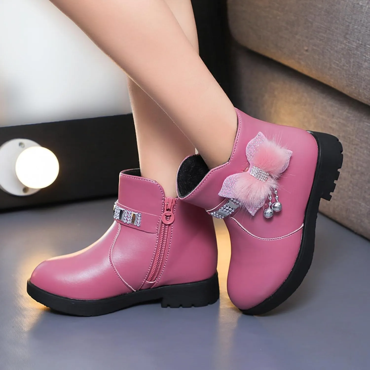 Kids Little Big Girls Boots Lace-Up/Zipper Outdoor Ankle Shoes Ankle Boots Toddler Winter boots Size 2 3 4 5 6 7 8