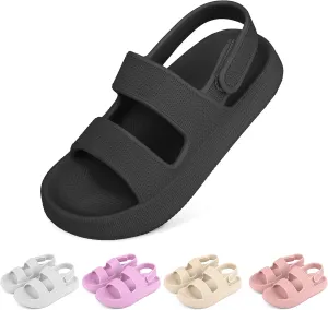 Kids Sandals Boys Girls Cloud Slide Sandals Open Toe Sports Sandals EVA Thick Sole Water Sandals with Hook and Loop Back Strap
