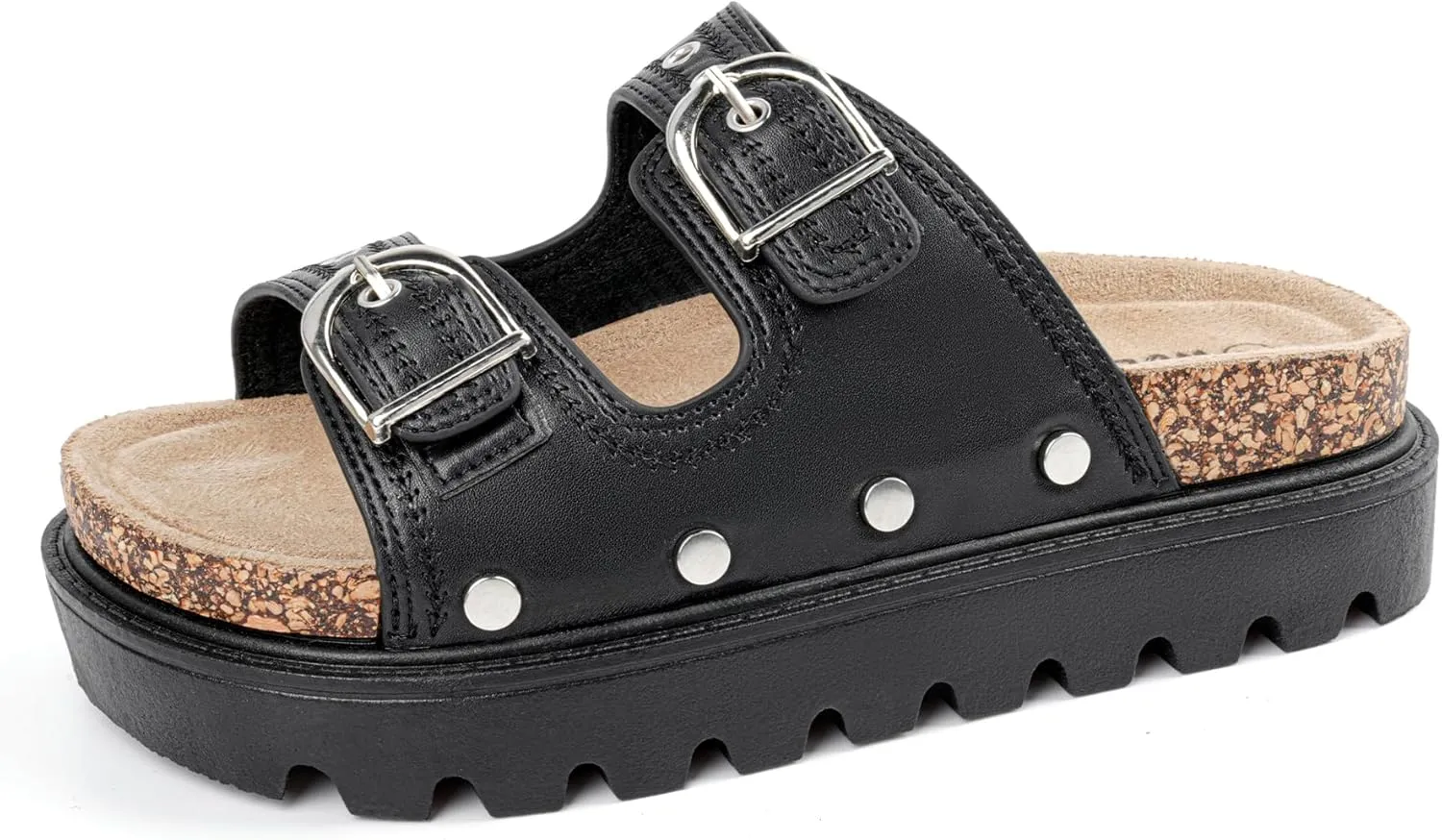 Kids Sandals Girls Boys Summer Slides Non-slip Cork Platform Sandals with Arch Support Adjustable Straps for Indoor & Outdoor