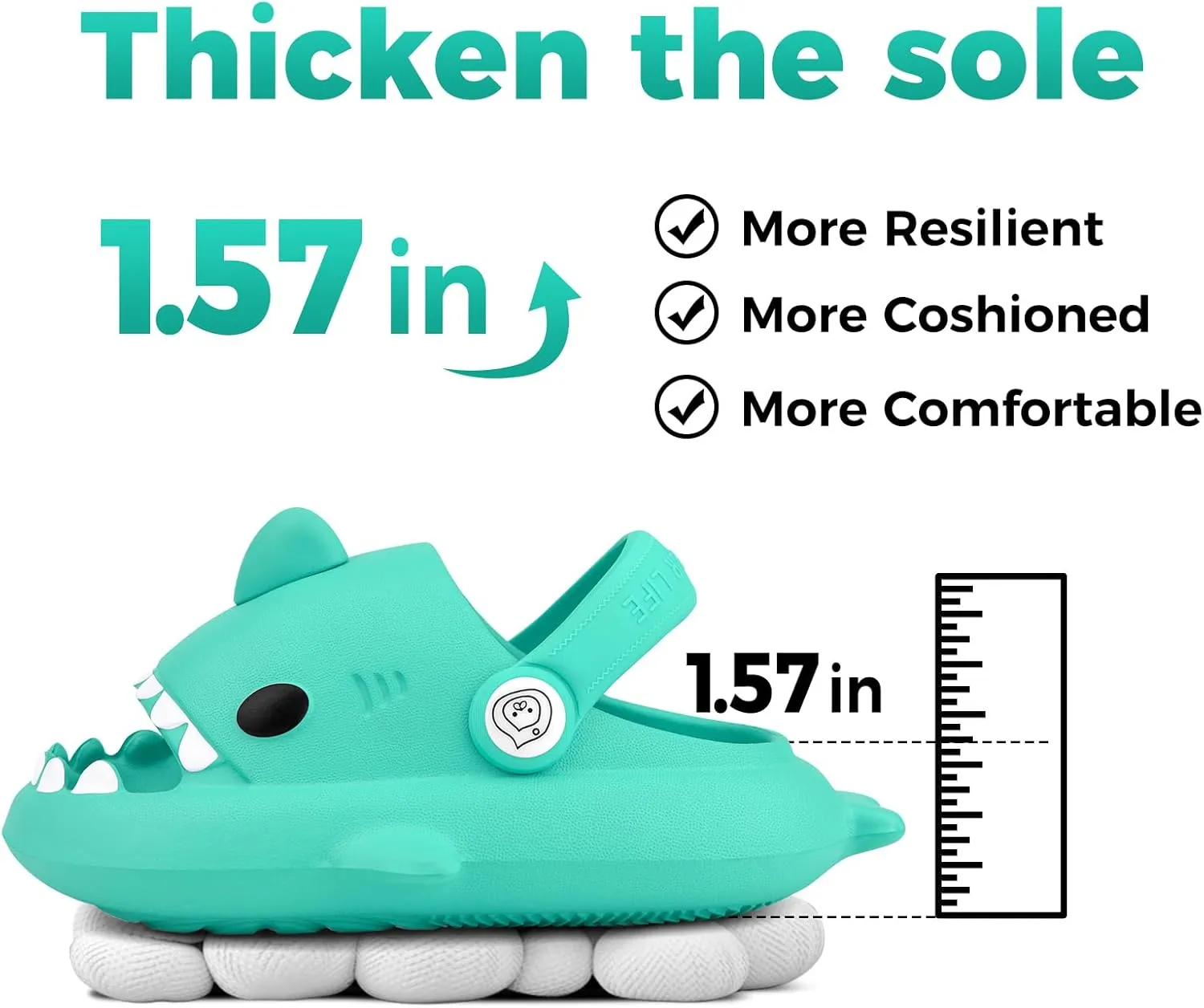 Kids Shark Slides丨Pillow Shower Sandals Quick Dry Slippers丨Toddler Boys Girls Comfy Cloud Slides丨Summer Non-Slip Thick Sole Beach Pool shoes