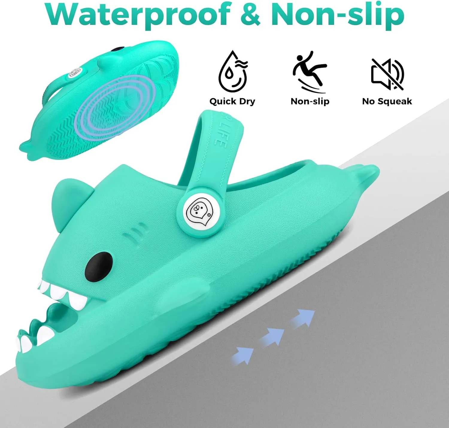Kids Shark Slides丨Pillow Shower Sandals Quick Dry Slippers丨Toddler Boys Girls Comfy Cloud Slides丨Summer Non-Slip Thick Sole Beach Pool shoes
