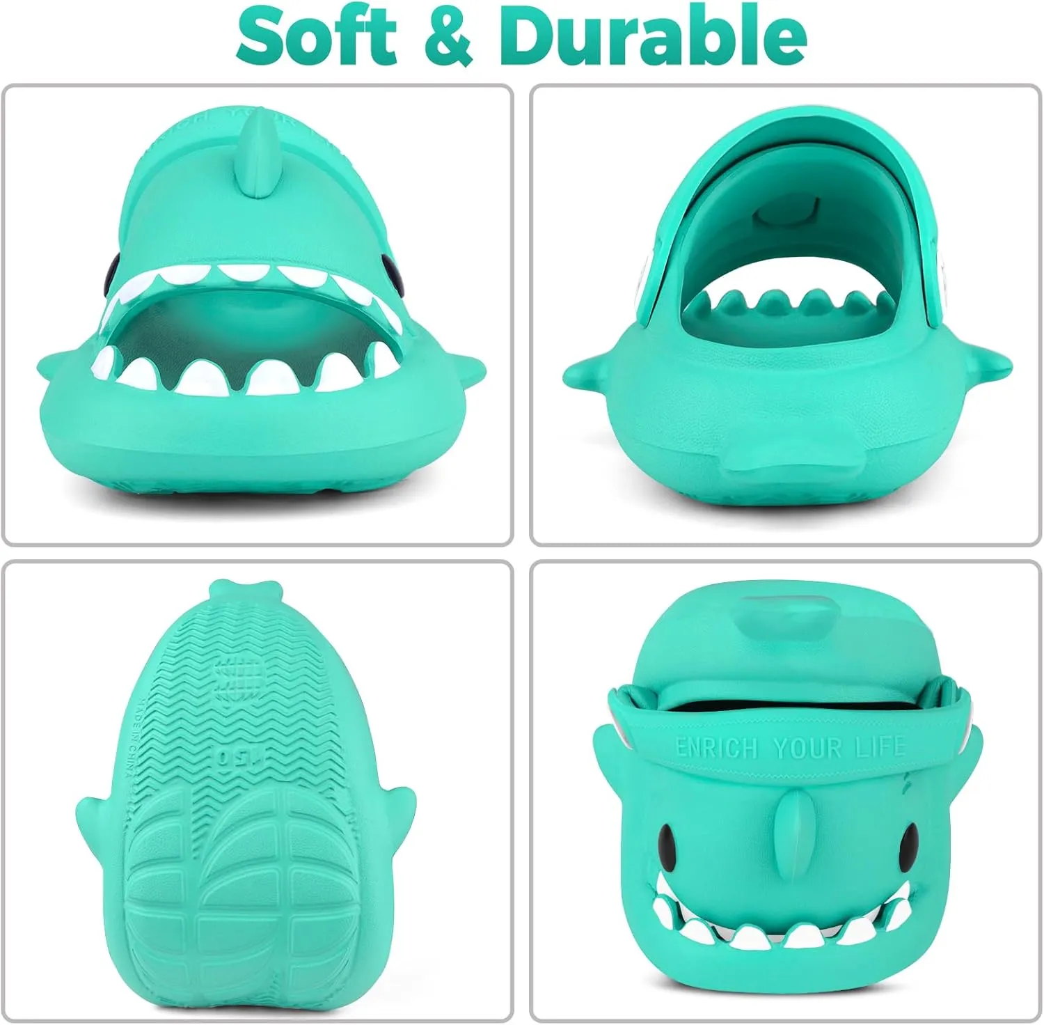 Kids Shark Slides丨Pillow Shower Sandals Quick Dry Slippers丨Toddler Boys Girls Comfy Cloud Slides丨Summer Non-Slip Thick Sole Beach Pool shoes