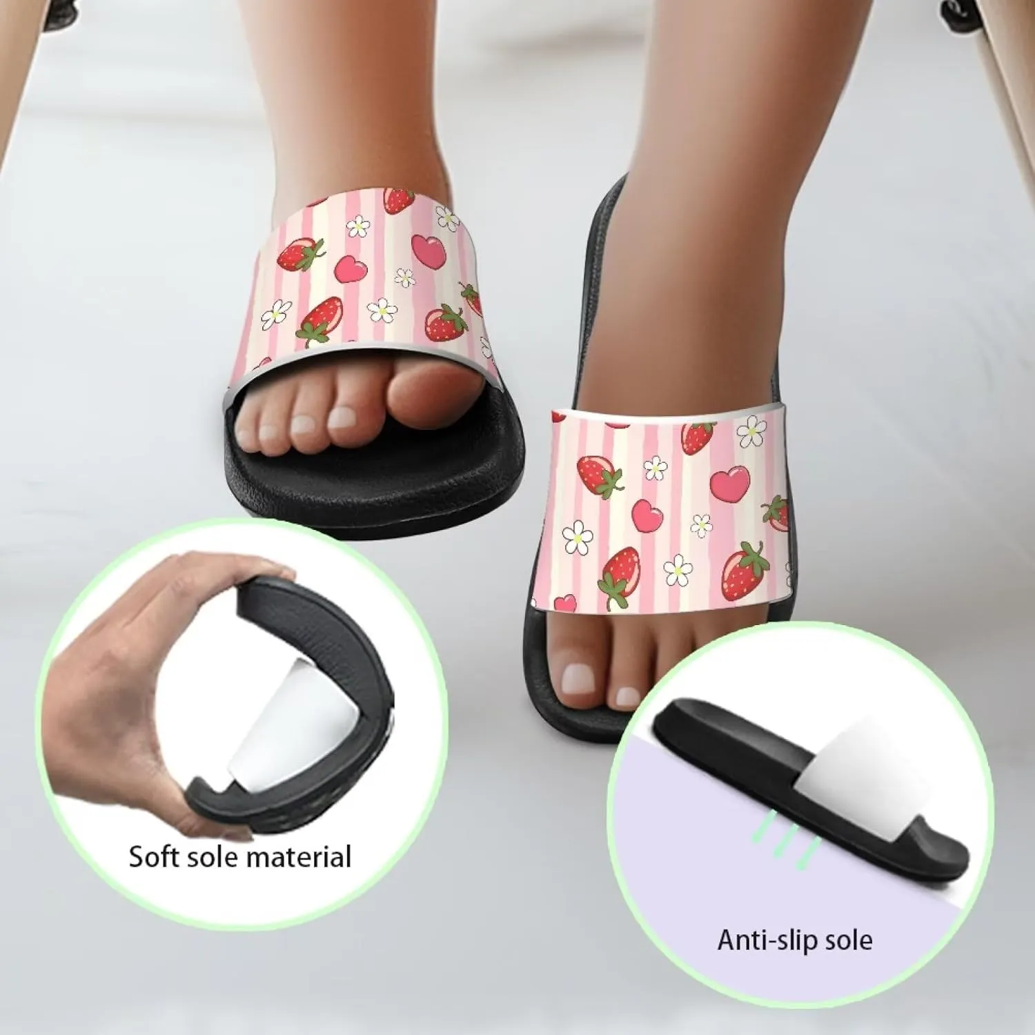Kids Shower Slides丨Animal Graphic Sandals for Girls丨Quick Drying Bathroom Shower Sandals丨Summer Beach Pool Slippers| Thick Sole Non-Slip
