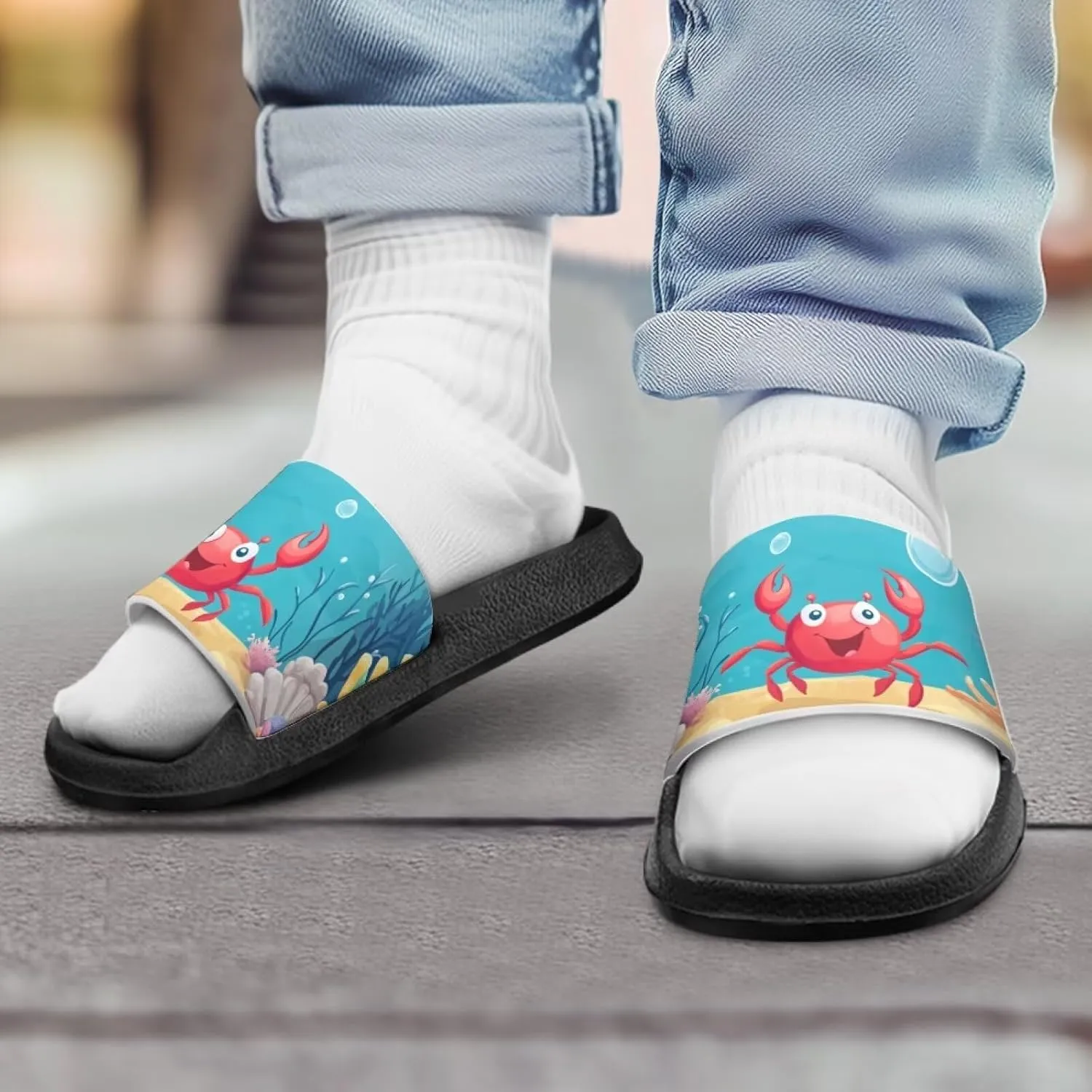 Kids Slides Sandals Non-slip Beach Slides for Girls Boys Waterproof