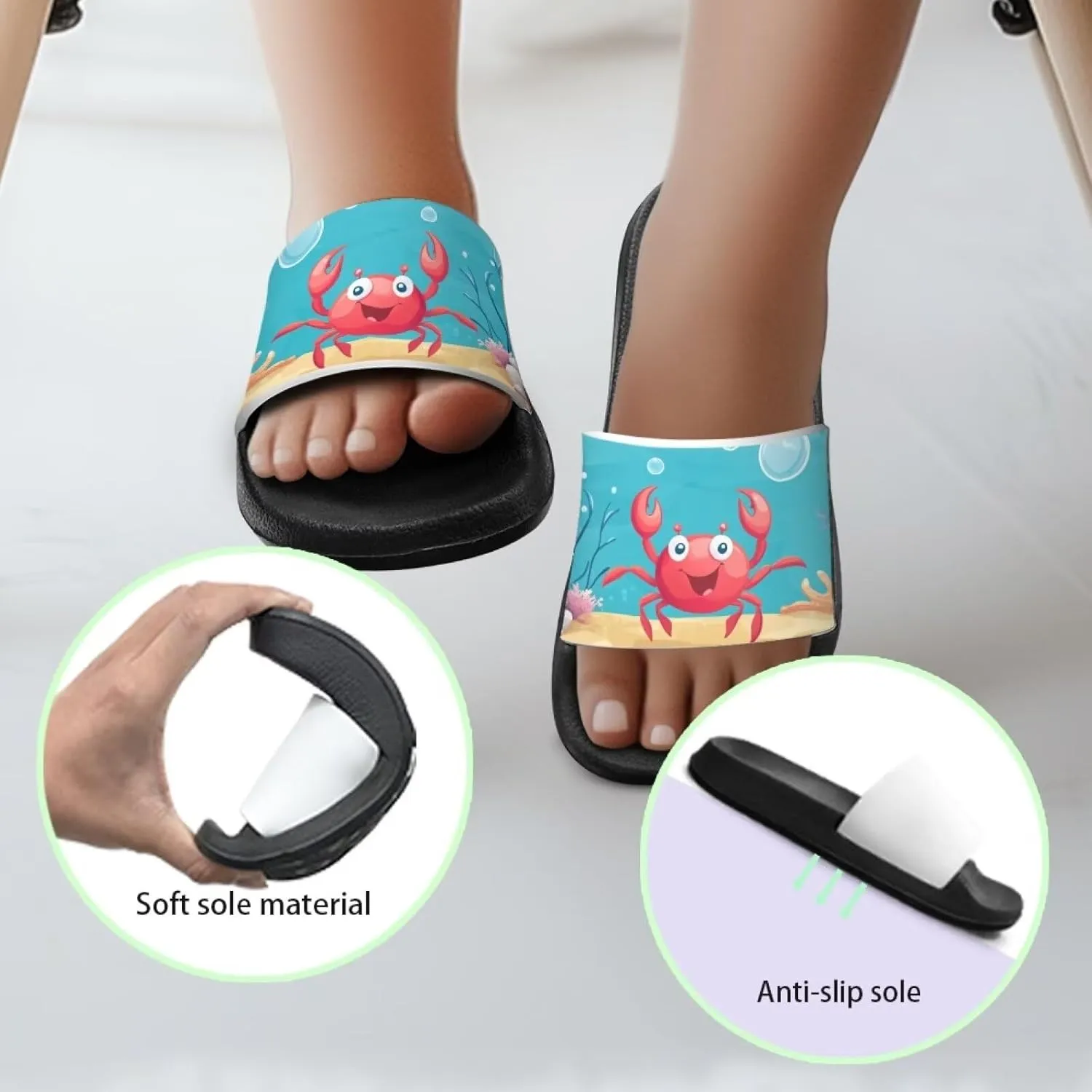 Kids Slides Sandals Non-slip Beach Slides for Girls Boys Waterproof