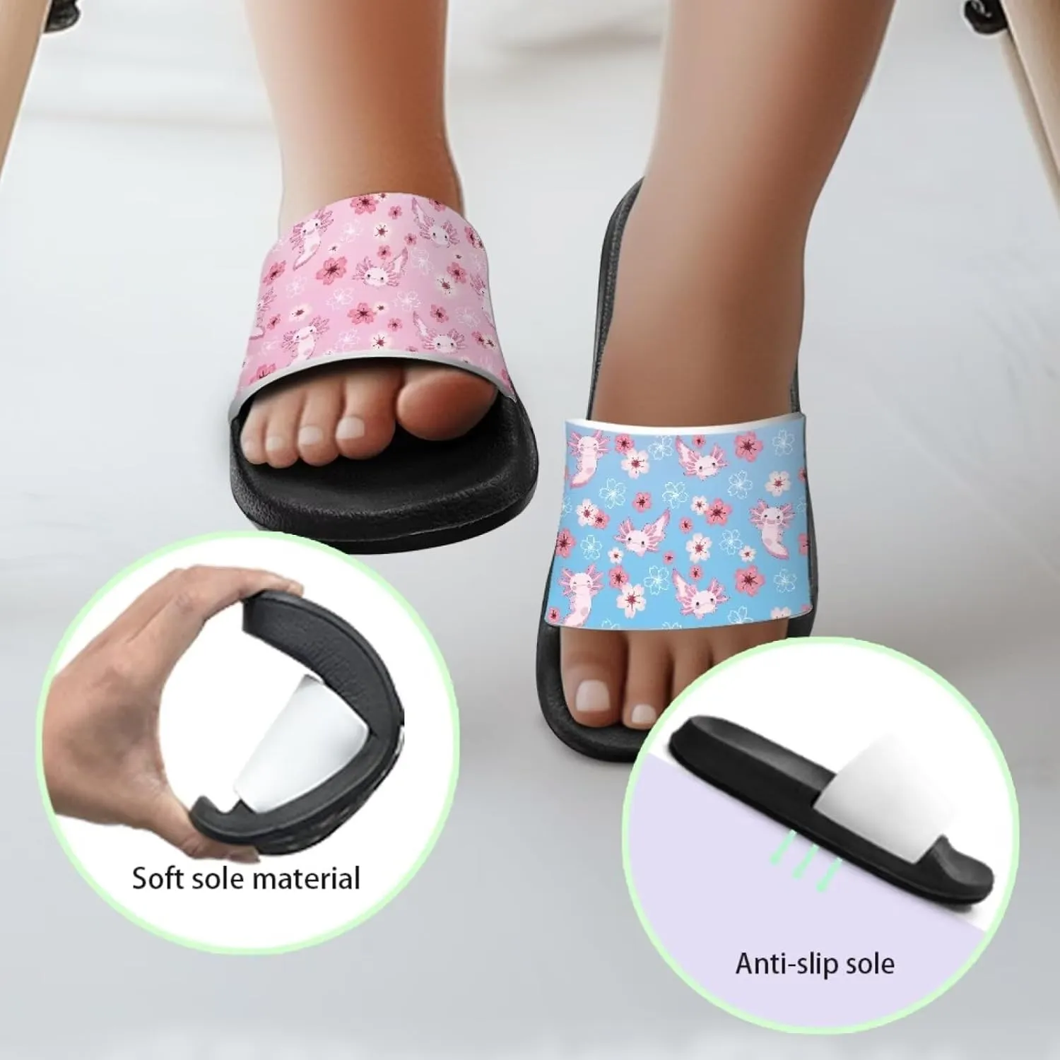 Kids Slippers for Girls Cute Animal Print Sandals Non Slip Quick Drying Shower Slides Bathroom Shoes