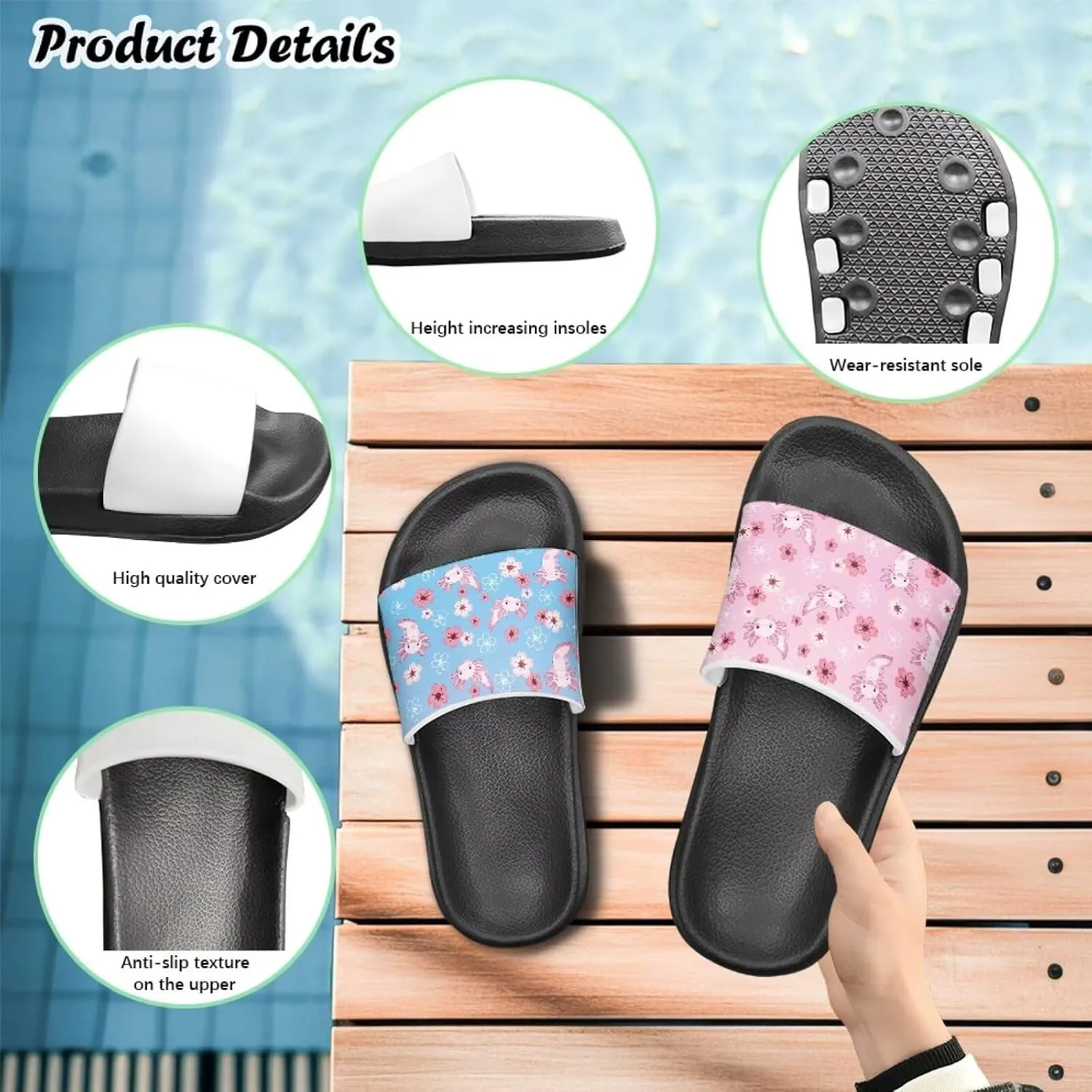 Kids Slippers for Girls Cute Animal Print Sandals Non Slip Quick Drying Shower Slides Bathroom Shoes