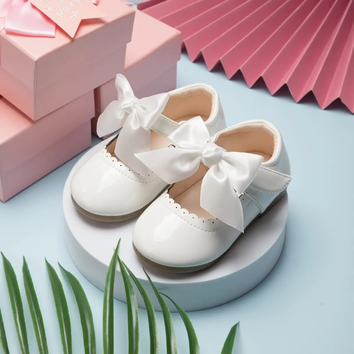 KIDSUN Toddler Girls Dress Shoes Mary Jane Flats Bow Princess Ballerina Wedding Party Back to School Shoes for Kids