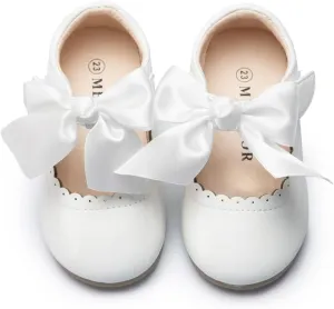 KIDSUN Toddler Girls Dress Shoes Mary Jane Flats Bow Princess Ballerina Wedding Party Back to School Shoes for Kids