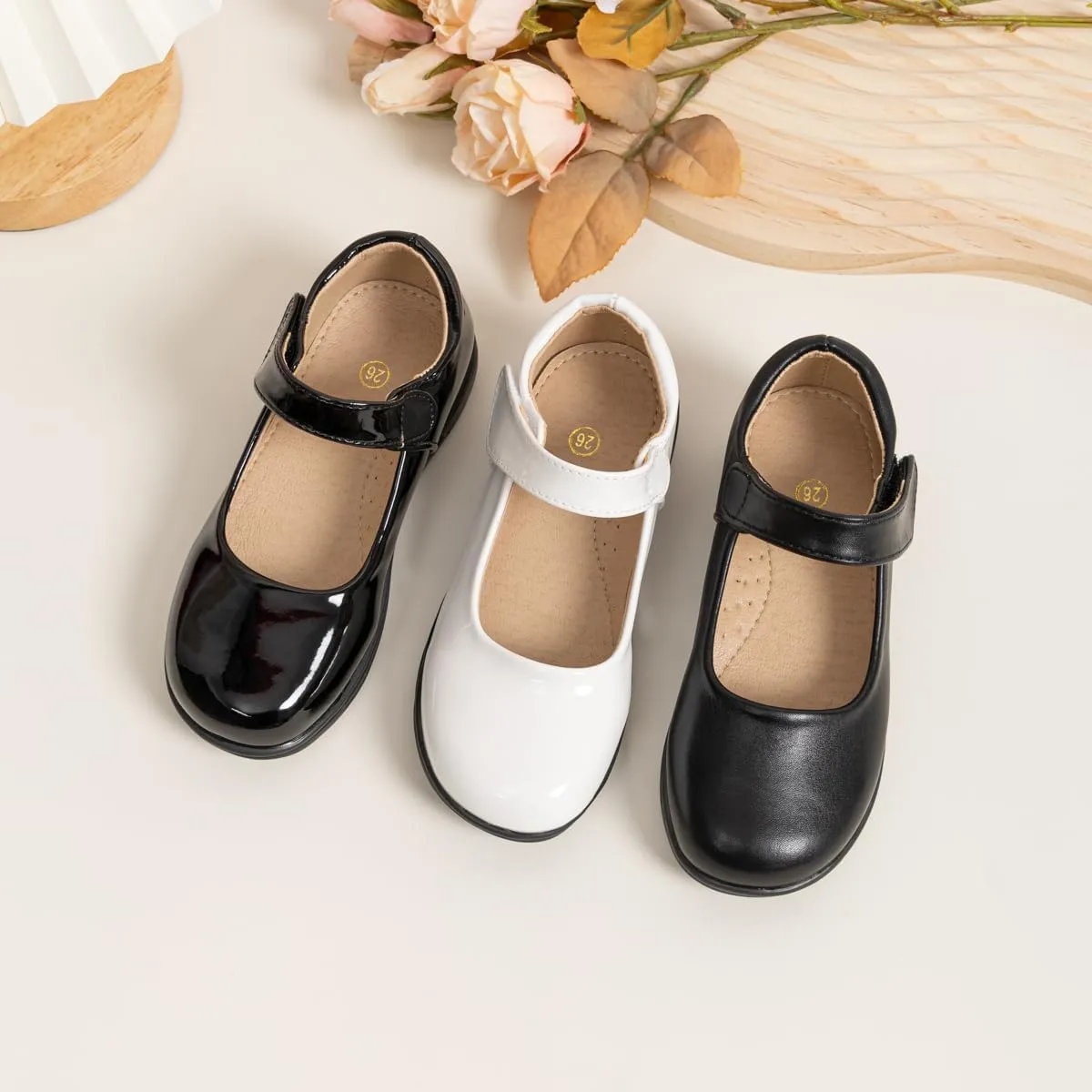 KIDSUN Toddler Girls Dress Shoes Mary Jane Flats Bow Princess Ballerina Wedding Party Back to School Shoes for Kids