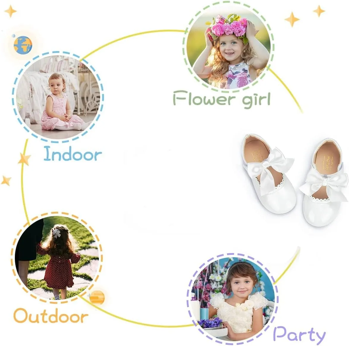 KIDSUN Toddler Girls Dress Shoes Mary Jane Flats Bow Princess Ballerina Wedding Party Back to School Shoes for Kids
