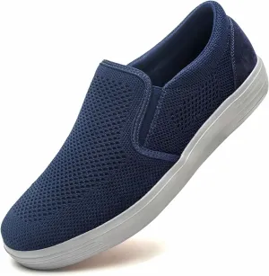 konhill Slip on Sneaker for Men- Casual Knit Boat Loafers Walking Shoes Driving Work Memory Skate Foam Shoes