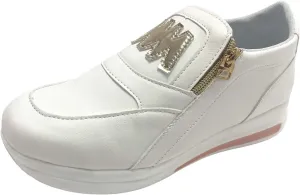Ladies Fashion Solid Color Flock Side Zipper Platform Comfortable Casual Sports Shoes Womens Club C Sneaker