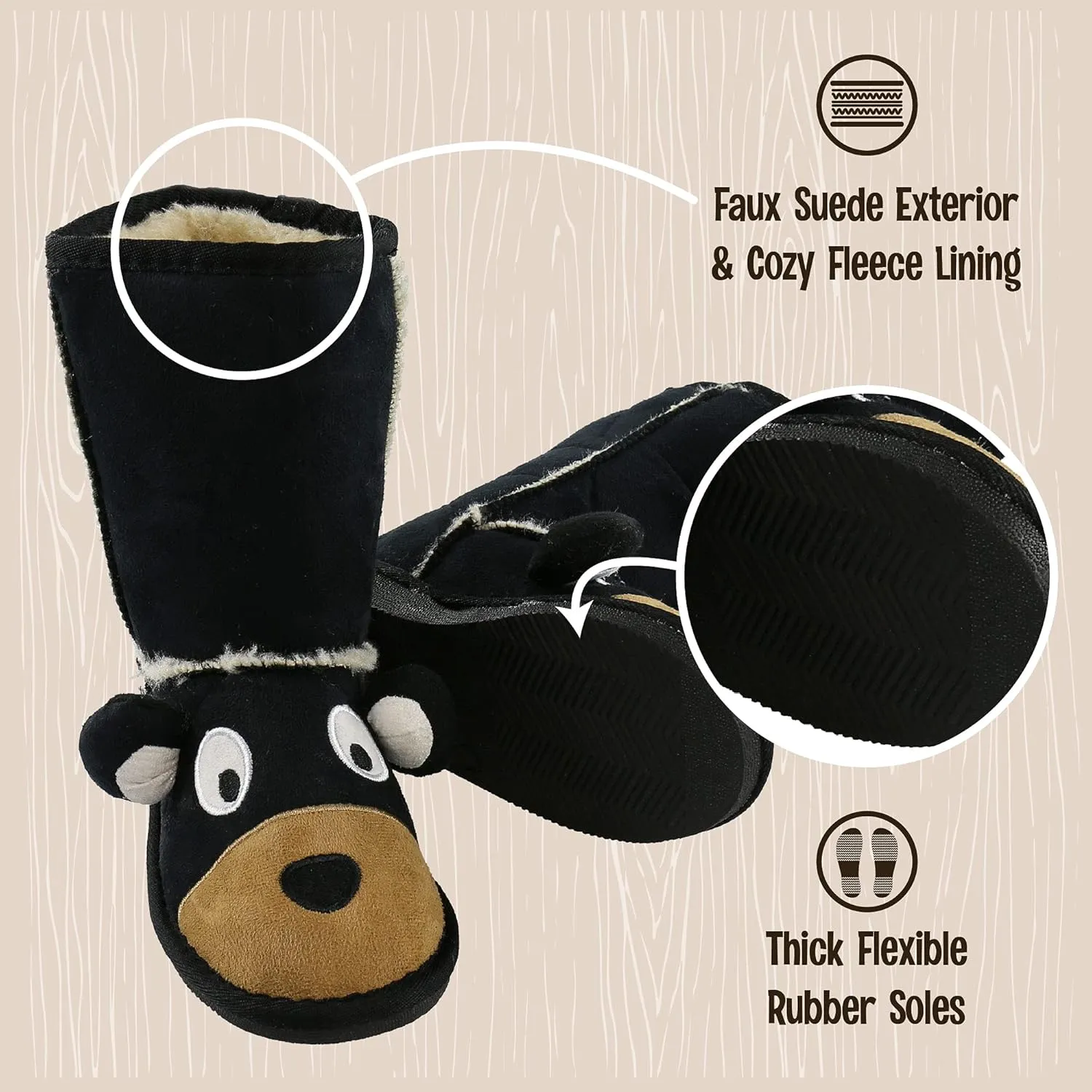 Lazy One Animal Slipper Boots for Kids, Cozy Children's Slippers
