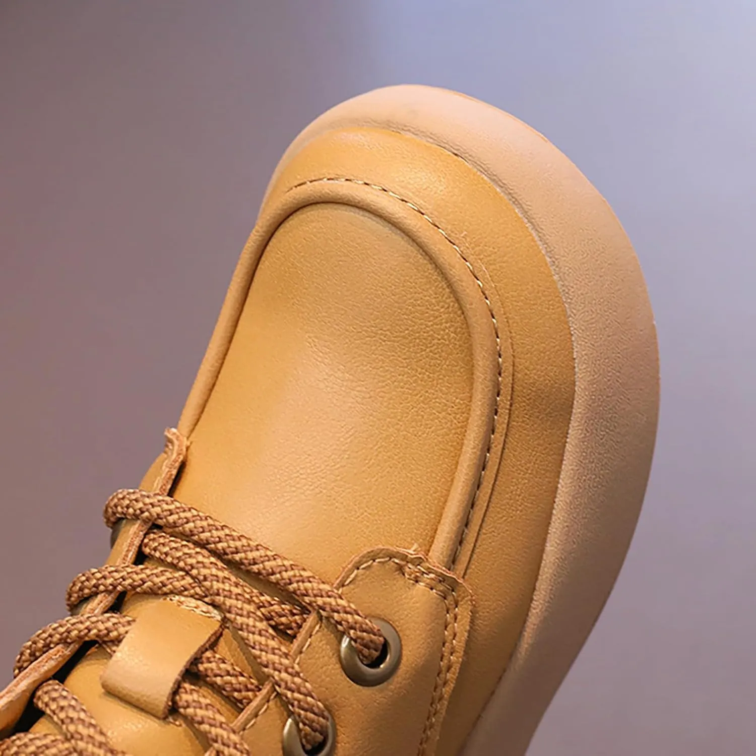 Leather Soft Snow Booties For Boys Kids Lace-Up Outdoor Sport Boots Shoes Fashion Casual 𝐖aterproof Flat Shoes