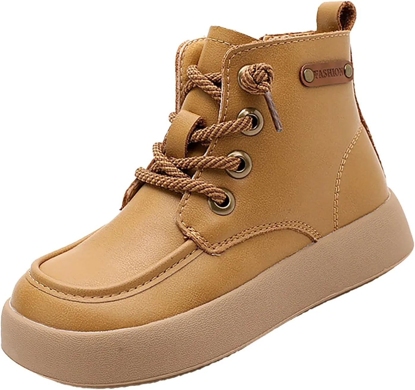 Leather Soft Snow Booties For Boys Kids Lace-Up Outdoor Sport Boots Shoes Fashion Casual 𝐖aterproof Flat Shoes
