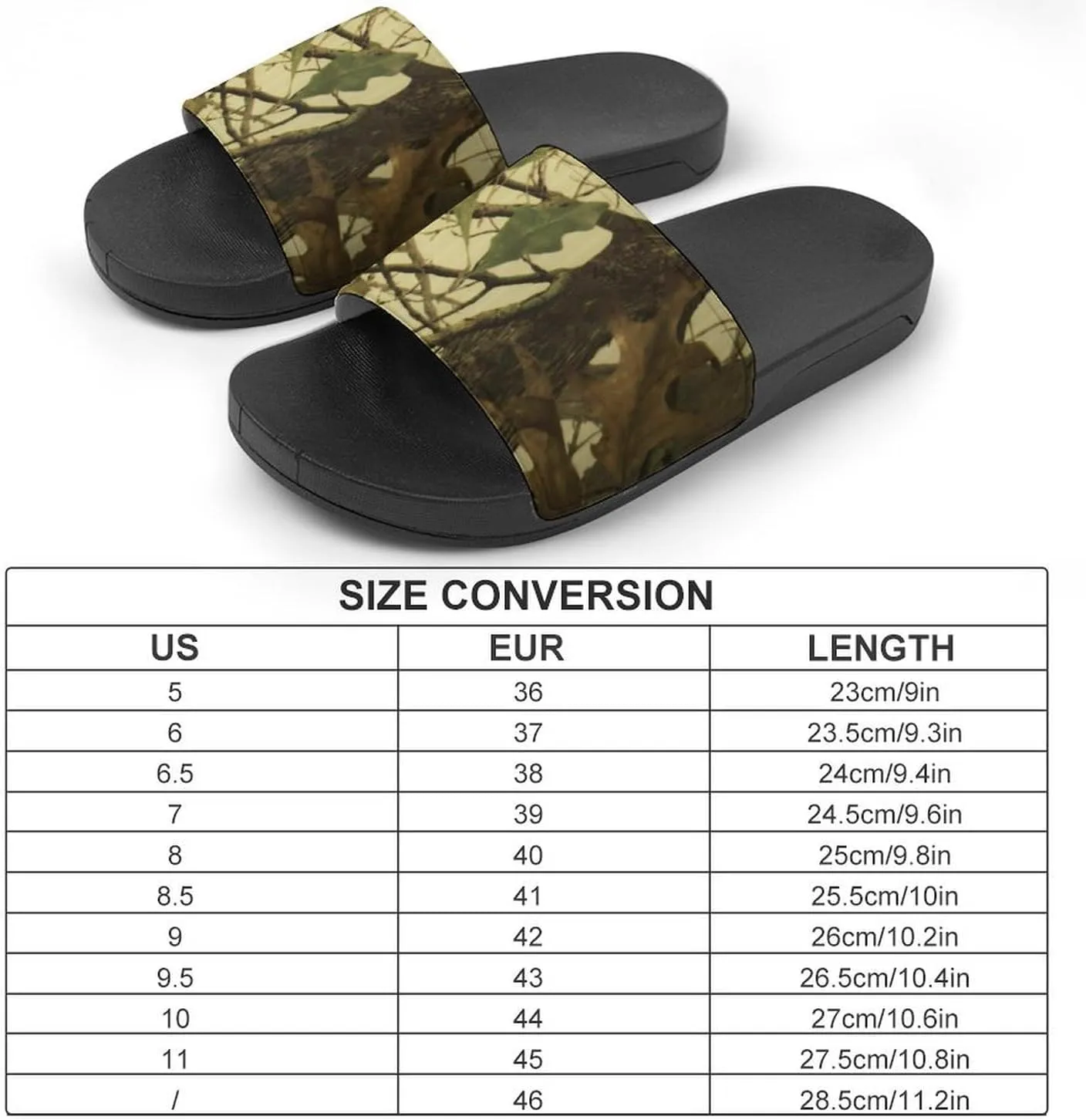 Leaves Camouflage Hunting Shower Shoes PVC Home Slippers Non-Slip Quick Drying Bathroom Slipper for Indoor And Outdoor