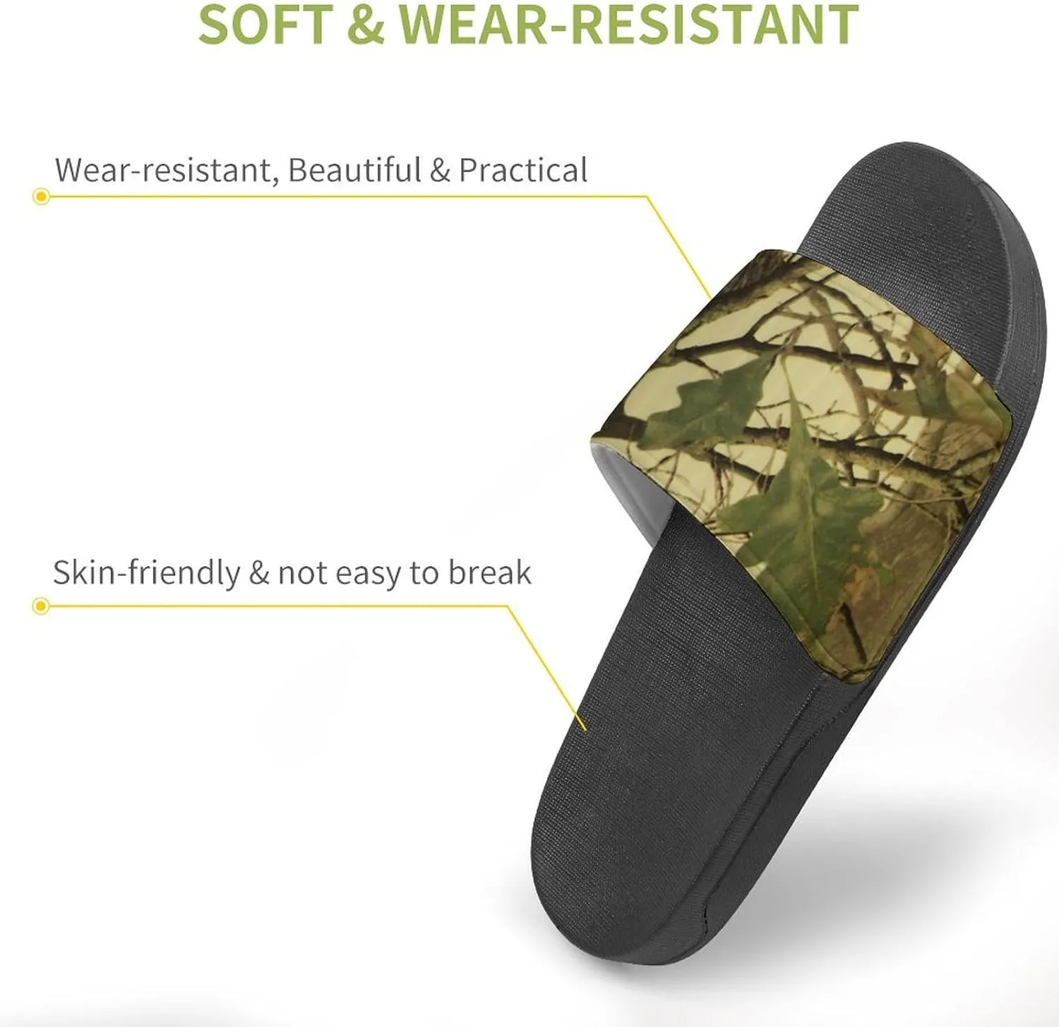 Leaves Camouflage Hunting Shower Shoes PVC Home Slippers Non-Slip Quick Drying Bathroom Slipper for Indoor And Outdoor