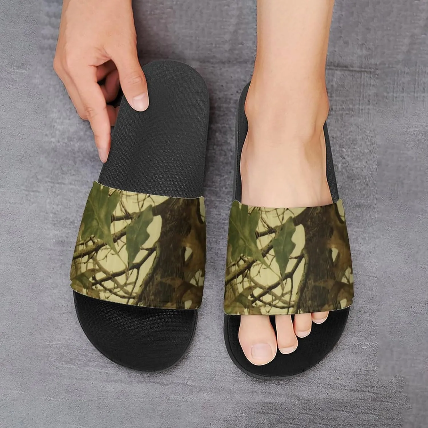 Leaves Camouflage Hunting Shower Shoes PVC Home Slippers Non-Slip Quick Drying Bathroom Slipper for Indoor And Outdoor