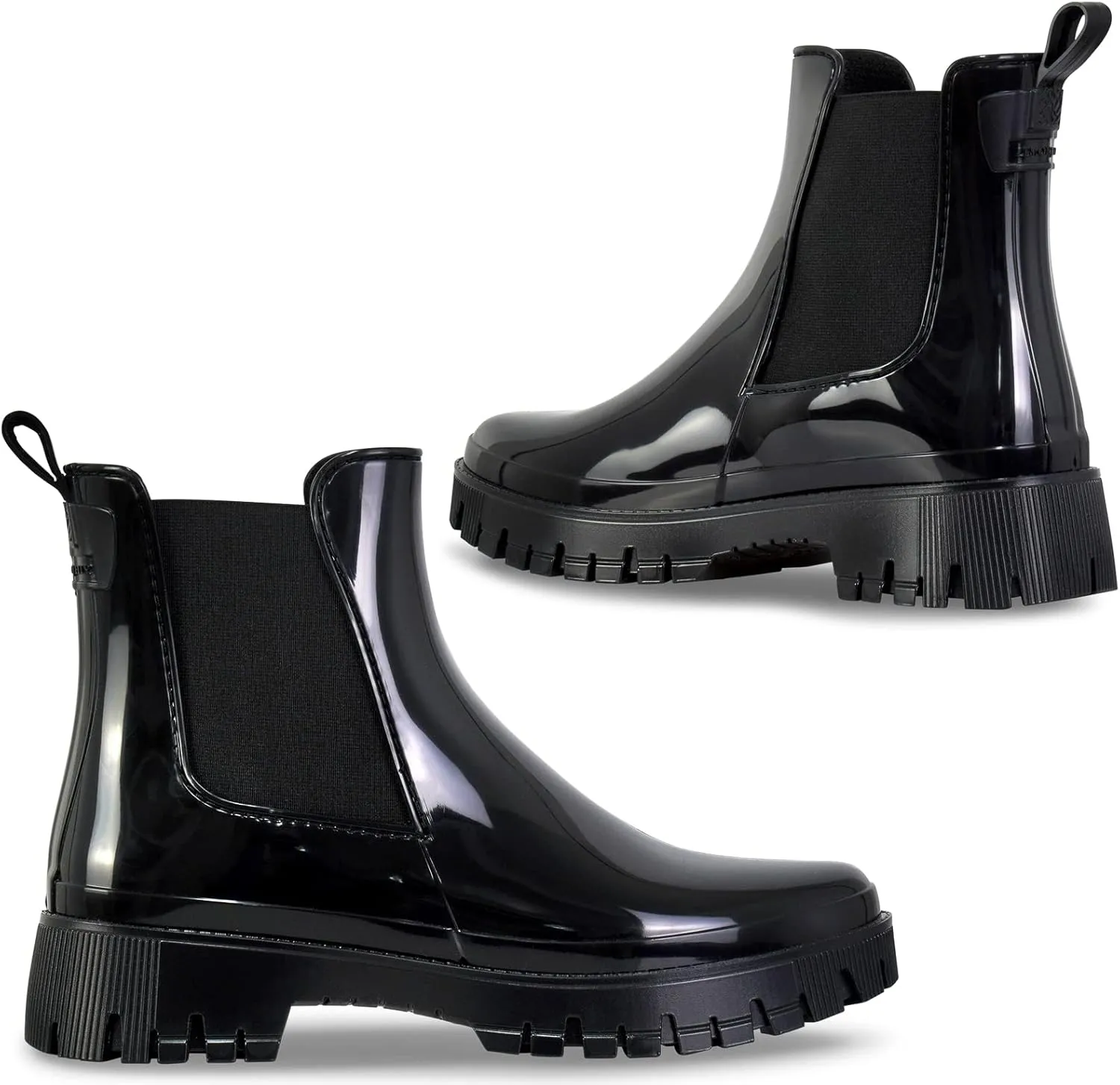 Lemon Jelly Short Rain Boots - Casual, Lemon-Scented Chelsea Boots - Water-Friendly Rain Shoes - Slip-On Ankle Platform Booties